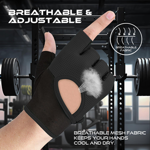 Durable Gym <b>Gloves</b> for Weightlifting, Deadlifts, Pull Ups, Bodybuilding & Gym Workout Protection - Product Image 6