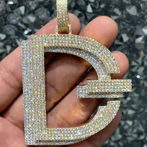 Pendentif en argent sterling 925, charme en moissanite DEF VVS, plaqué rhodium, pendentif hip hop, moissanite en forme de goutte de glace - Product Image 1