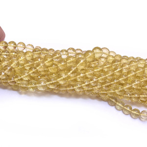 Cuentas facetadas redondas de cuarzo AAA de 7mm-8mm, cuarzo amarillo natural, piedra preciosa semipreciosa, cuentas sueltas para fabricación de joyas. - Product Image 2