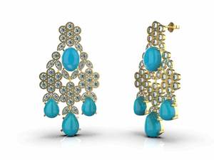 Boucles d'oreilles pendantes en argent sterling 925 plaqué or 18 carats avec turquoise naturelle, pierres précieuses en forme de poire ovale, bijoux fins de luxe, cadeau élégant - Product Image 5