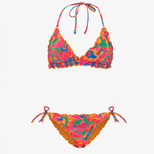 Maillot de bain personnalisé pour femme, sexy, imprimé par sublimation, col pointu, style sportif, ensemble bikini deux pièces micro sexy - Product Image 6