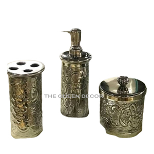 Antique Classic Eight-Piece <b>Set</b> Stainless Steel Metal Black Finish Golden Border Factory-Manufactured <b>Square</b> for Bathroom Room - Product Image 2