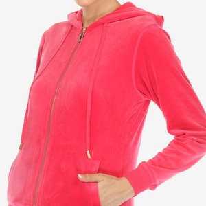 Conjunto Deportivo con Capucha Rosa para Mujer, Cierre Completo con Cremallera, Bolsillos Laterales, Transpirable, Informal, Invierno, 100% Algodón, Impermeable - Product Image 6
