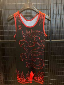BAGGA&SONS Singlet de Lucha Libre para Hombre, Diseño Dragón Rojo, Impresión por Sublimación, Ajustado, Absorbe la Humedad, Secado Rápido, Ropa Deportiva - Product Image 2