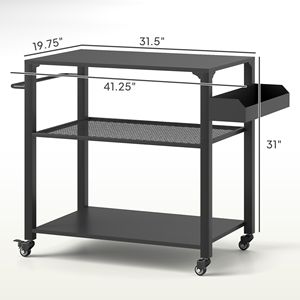 Carrello per barbecue da esterno a 3 livelli con ripiani portaoggetti e tavolo mobile per forno pizza con maniglia laterale - Categoria prodotti: Cappotti da donna - Product Image 3