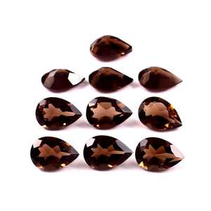 Lote al por mayor de piedras preciosas sueltas de cuarzo ahumado natural de 5x7 mm, talla pera, facetadas y calibradas para la fabricación de joyas. - Product Image 1