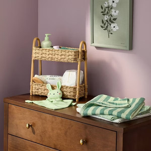 OEM ODM Organizer Stand Natural Wicker Storage Rack Eco Friendly Two Tier Basket <b>Shelf</b> <b>Rustic</b> Elegant Home Storage Furniture - Product Image 6