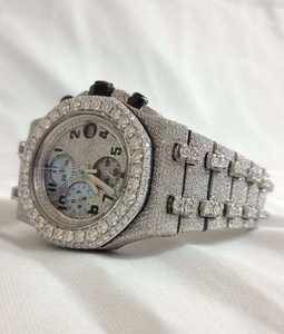 Reloj de Lujo Hip-Hop Black Ocean Jewels Jambo con Movimiento Japonés de Cuarzo, Moissanita, Cristal y Correa de Acero Inoxidable de 20 mm y 41 mm - Product Image 3