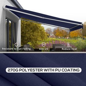 Tenda Parasole Elettrica Retrattile Blu 16FT X 10FT con Telecomando e Manovella per Terrazza e Balcone - Product Image 5
