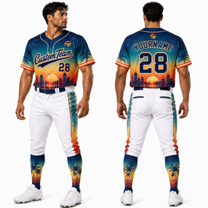Ensemble de maillot et pantalon de baseball personnalisé, en polyester respirant à séchage rapide, vêtements d'équipe sportifs, impression par sublimation et broderie personnalisées - Product Image 5