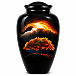 Beautiful Nature Yellow Black Sticker with Enamel <b>Memorial</b> Cremation Urn for Adults Human Funeral Ashes - Product Image 6