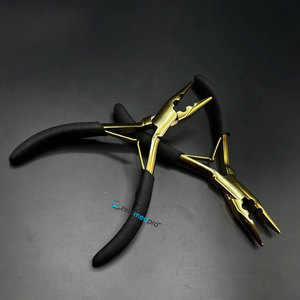 Custom Logo Micro <b>Beads</b> Plier Stainless Steel 2-Hole Hair <b>Extension</b> Tools with Gold Plasma & Black Foam Grip on Handle - Product Image 2