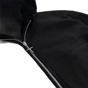 Veste d'hiver décontractée pour femme, à capuche réversible, imprimé léopard, doublée de polaire, fermeture éclair, longueur courte, manches longues - Product Image 5