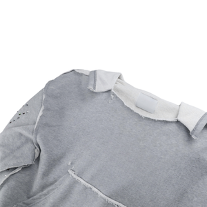 Sweat à capuche unisexe gris 2026, coupe oversize, à bords bruts et effet vieilli, orné de strass en cristal argenté, style streetwear urbain - Product Image 4