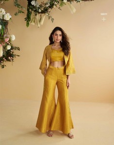 Dhwaja Export Silk Free Size Stitched <b>Suit</b> with Embroidery Work - Product Image 2