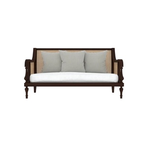 Sofa Made Of Solid Mahogany Wood High Quality With Woven Rattan and Walnut Finishing For Indoor Use. - Product Image 2
