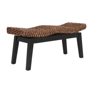 Banco de mimbre tejido hecho a mano natural para asientos interiores y exteriores Bancos de patio - Product Image 2