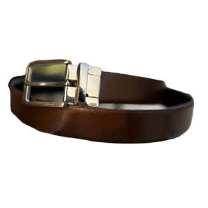 Cinturón Clásico Reversible de Cuero Vacuno en Negro y Marrón con Hebilla de Metal, 3.5cm, Personalizable, Formal - Product Image 1