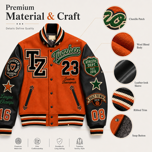 Chaqueta Varsity Vintage para Hombre, Personalizada, de Manga Larga, Estilo Urbano, con Bordado en Contraste, Diseño Letterman - Product Image 3