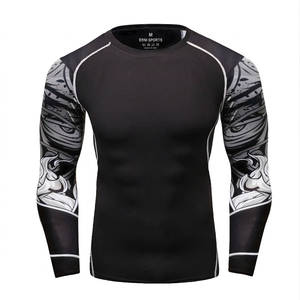 Camiseta de compresión de manga larga para adultos, transpirable, con estampado por transferencia térmica, para Jiu Jitsu BJJ, 100% nailon, 180g - Product Image 1