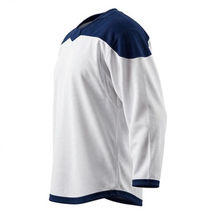 Maillot de hockey sur glace unisexe, couleur personnalisée, manches longues, col en V, polyester anti-humidité, coupe régulière adulte, couleur unie, sport, devant uni - Product Image 4