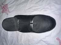 Chaussures de danse jazz en cuir pour femmes, baskets jazz à semelle souple pour enfants, avec côtés en maille extensible, semelle fendue et talon bas, confortables, en cuir de mouton