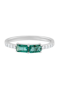 Anillo de Esmeralda y Diamantes en Plata de Ley 92.5 KLSR-11795 - Product Image 3