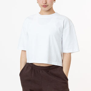 Camiseta Deportiva Corta de Algodón 100% para Mujer, Transpirable, Holgada, con Logo de Diamantes de Imitación - Product Image 3