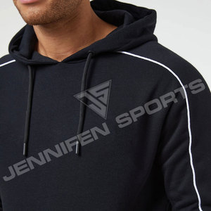 Survêtements de créateur personnalisés noirs en coton léger molletonné pour hommes – Ensemble sweat à capuche et pantalon de jogging uni - Product Image 3