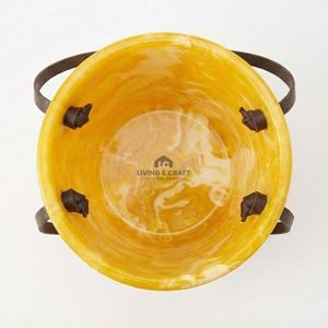 Seau à glace moderne en résine avec poignées latérales |   Refroidisseur à vin élégant pour les fêtes, le bar à domicile et les cadeaux, motif marbré - Product Image 3