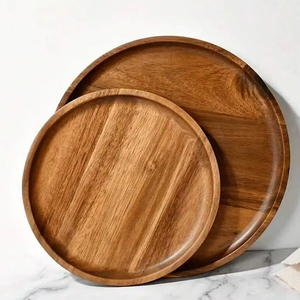 Platos de comedor redondos de madera ecológicos, juego de platos minimalistas hechos a mano por blossom craft india - Product Image 1