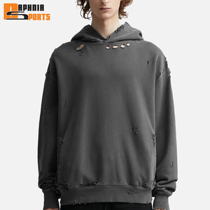 Sweat-shirts à capuche vintage délavés en coton French Terry 350 g/m² pour hommes, avec logo personnalisé, impression numérique hiver, style streetwear hip-hop - Product Image 3