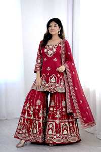 Colección de Vestidos Modernos de Diseño Étnico Indio Bollywood para Mujer, Traje Sharara Gharara con Bordado Intenso, Nuevo Look Festivo Salwar - Product Image 3