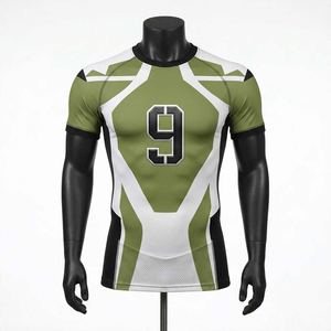 เสื้อฟุตบอลซับลิเมชั่นสำหรับผู้ชาย สีเขียว ขาว ดำ เบอร์ 9 ทรงพอดีตัว แขนสั้น ระบายเหงื่อได้ดี ผ้าตาข่าย เหมาะสำหรับฤดูร้อน ชุดกีฬาสำหรับผู้ใหญ่ - Product Image 1