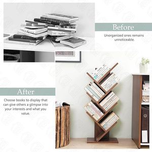 Étagère à livres pour la maison, 7 niveaux, en forme d'arbre, en bois, organisateur de rangement, étagère de présentation pour bureau, salon, salle d'étude - Product Image 2