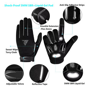 Guantes de Ciclismo Unisex de Verano con Protección Completa para los Dedos, Pantalla Táctil, Material de Poliéster Antideslizante, Acolchado en la Palma y Cierre de Tirón - Product Image 4
