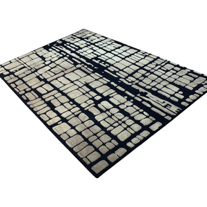 Tapis en laine tufté à la main à motif ondulé organique moderne, à poils coupés et bouclés haute densité, tapis abstrait sculpté, rouge - Product Image 3