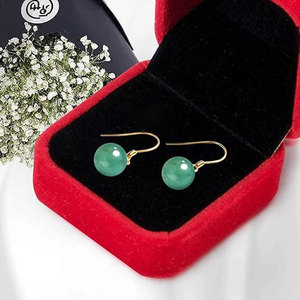 Pendientes de Aventurina Verde Natural con Cuentas Redondas y Gancho Chapado en Oro, Joyería Artesanal con Piedras Preciosas para Mujer, Venta al Por Mayor - Product Image 3