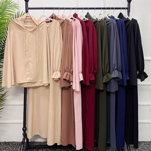 Ensemble 2 pièces Abaya Jilbab à capuche pour l'Aïd Ramadan, Robe de prière islamique musulmane, Abayas pour femmes, Long Khimar Hijab Djellaba Burka de Dubaï - Product Image 6