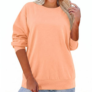 เสื้อสเวตเชิ้ตคอกลมทรงหลวม แขนสามส่วน ไหล่ตก ผ้าฝ้ายถักเรียบง่าย สวมใส่สบายๆ สำหรับฤดูใบไม้ร่วง - Product Image 6