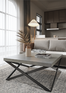 Mesa de Centro Moderna Minimalista de Concreto con Base de Acero Resistente, Tendencia 2026 - Product Image 3