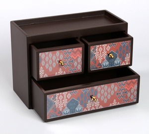 Wooden Three-Layer <b>Storage</b> Box Rectangular Multifunctional <b>Drawer</b> <b>Organizer</b> With Floral Pattern Standing Type Office Desk Use - Product Image 6