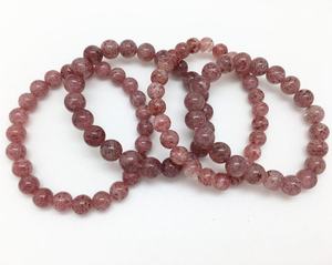 Pulsera de Cuarzo Fresa al por Mayor con Cuentas Talladas de 8mm, Cristal de Grado Premium, Duradera, Estilo Amuleto, Regalo de Recuerdo para Sanación del Amor - Product Image 3