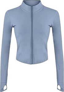 Camiseta de Yoga para Mujer INDEX, Azul, Media Cremallera, Manga Larga, Ajuste Ceñido, Transpirable, Spandex/Poliéster, Ropa Deportiva, Diseño Sin Costuras, Color Sólido - Product Image 1
