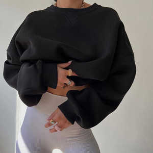 Sweat-shirt oversize à col rond pour femme, pull décontracté en molleton, épaules tombantes, streetwear, coupe ample - Product Image 5