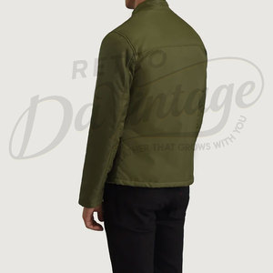 Custom Men Olive Green Winter <b>Jacket</b> Stand Collar Padded Outerwear <b>Slim</b> <b>Fit</b> Casual Warm Zip Up Puffer <b>Jacket</b> For Men - Product Image 2