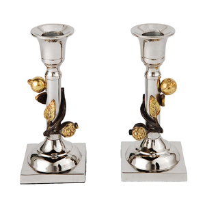 Durable <b>Silver</b> Polished Iron Handmade Natural Candle Stand for Home Office Garden Christmas & Easter Decoration Set of 2 - Product Image 1