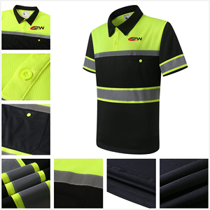 Polo de sécurité haute visibilité en polyester respirant avec bandes réfléchissantes, vêtements de travail personnalisés, résistant à l'eau - Product Image 5