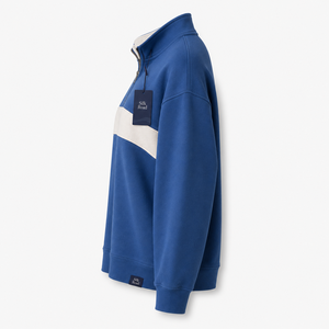 Sweat-shirt décontracté pour femme Silk Road, bleu uni, en polyester/coton, demi-zip, anti-boulochage, coupe classique, col montant, idéal pour l'été, pas cher - Product Image 3