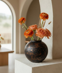 Hot Rustic Iron Gold Plated Flower <b>Vase</b> Handmade Detailing Vintage Finish Coastal Eco-Friendly for Traditional Interior Display - Product Image 3